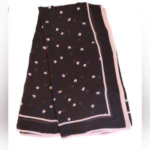A New Day Large Black Scarf With Pink Petals